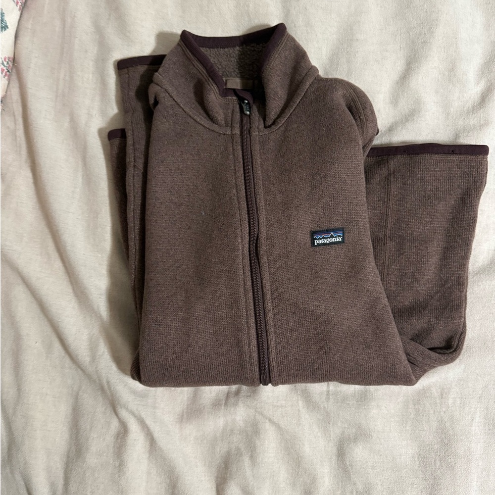 brown patagonia better sweater full zip